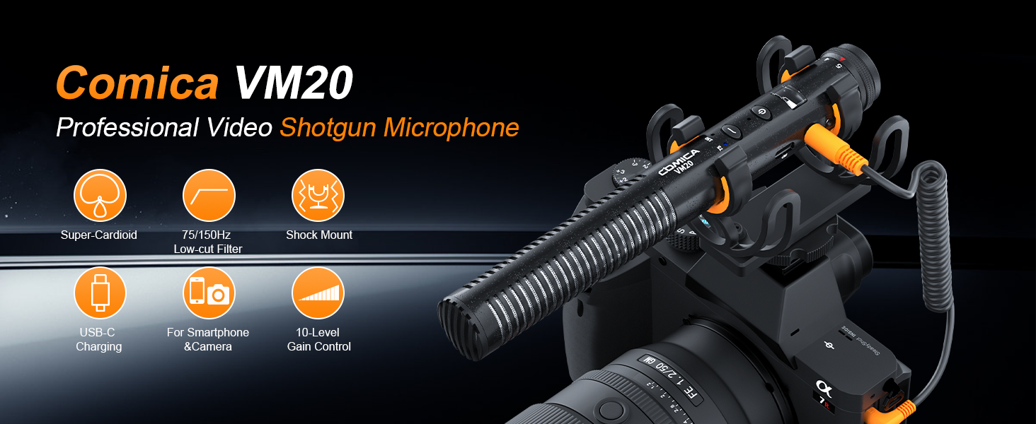 comica VM20 ガンマイク Amazon.com : COMICA VM20 Shotgun Microphone, Professional